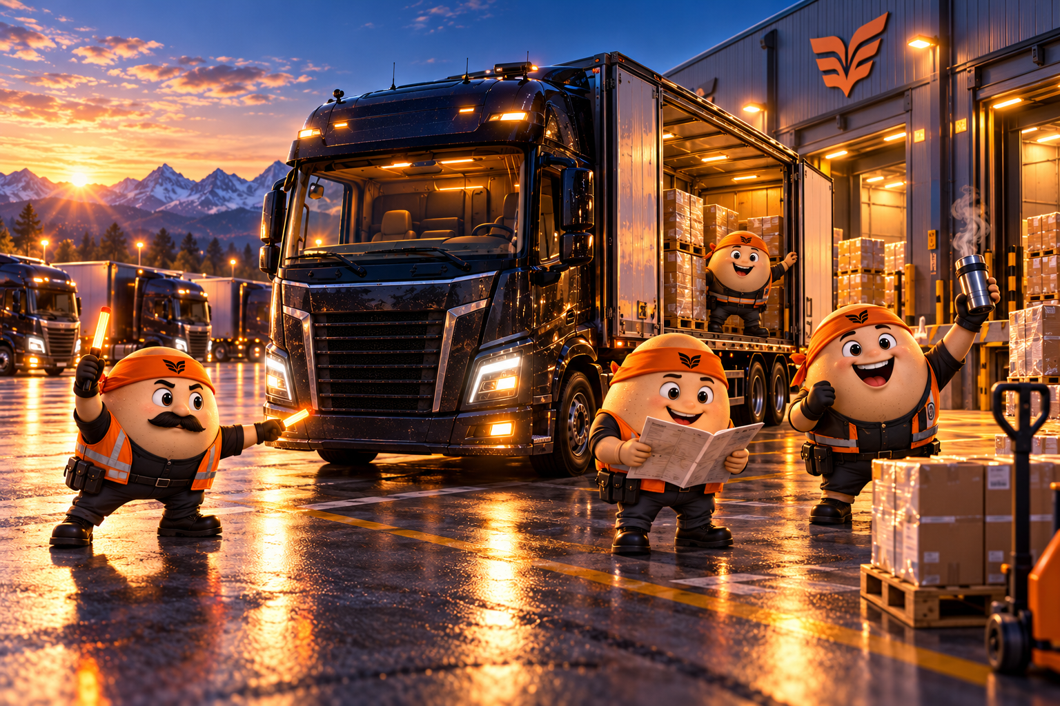 EIA-Fahrer feiern die erfolgreiche Ankunft eines Lastwagens an einem Logistikdepot