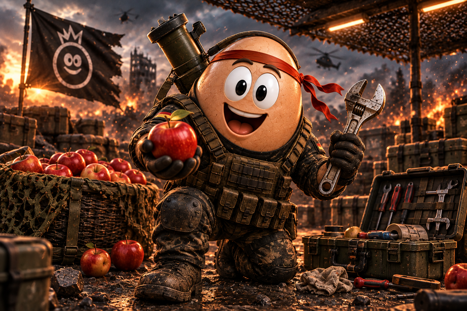 Persönliches EIA-Ei von BeniB mit Apfel, Werkzeug und Pionierausrüstung